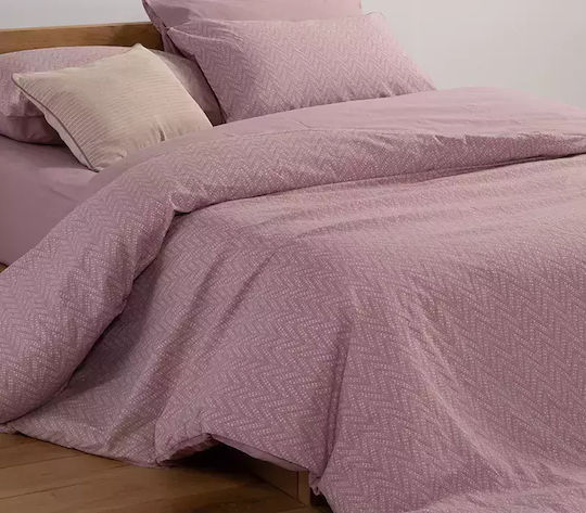 Nef-Nef Homeware Duvet Cover Set Cotton Queen with 2 Pillowcases 240x230 Suspen Mauve