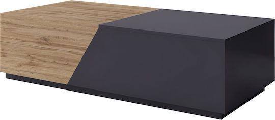 Rectangular Central Coffee Table Twilight Wooden Fusiko Black W110xD50xH45cm