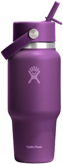 Hydro Flask Wide Mouth Travel Bottle with Flex Straw Cap Μπουκάλι Θερμός Ανοξείδωτο 710ml beachplum