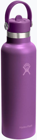 Hydro Flask Bottle Thermos Stainless Steel 621ml Beachplum with Straw