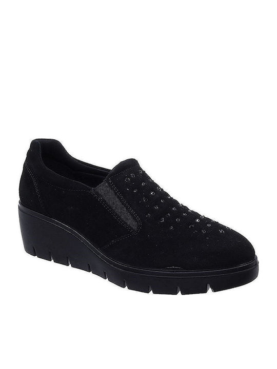 Ανατομικά Γυναικεία Slip-On Δερμάτινα Μαύρα