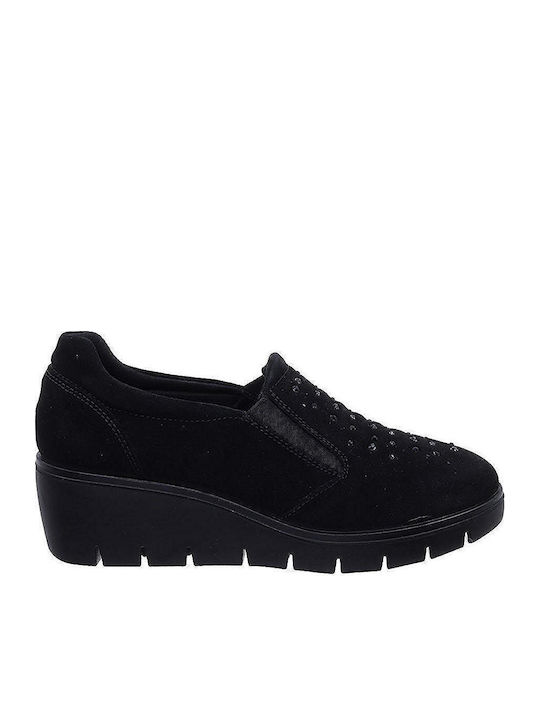 Ανατομικά Γυναικεία Slip-On Δερμάτινα Μαύρα
