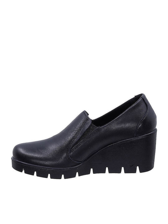 Ανατομικά Γυναικεία Slip-On Δερμάτινα Μαύρα