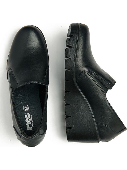 Ανατομικά Γυναικεία Slip-On Δερμάτινα Μαύρα