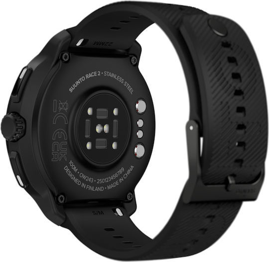 Suunto Race 2 Stainless Steel 49mm Waterproof Smartwatch with Heart Rate Monitor (All Black)
