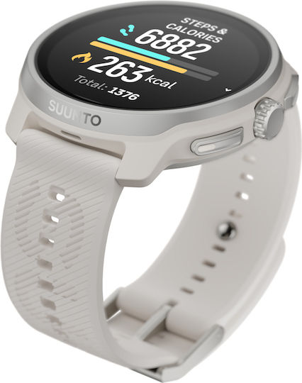 Suunto Race 2 Stainless Steel 49mm Αδιάβροχο Smartwatch με Παλμογράφο (Feather Gray)