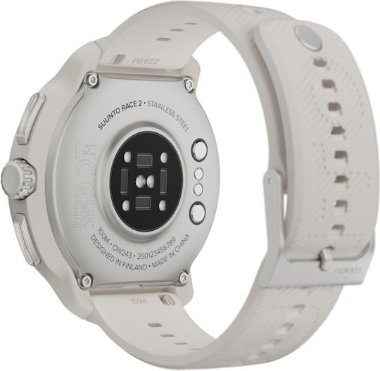 Suunto Race 2 Stainless Steel 49mm Αδιάβροχο Smartwatch με Παλμογράφο (Feather Gray)