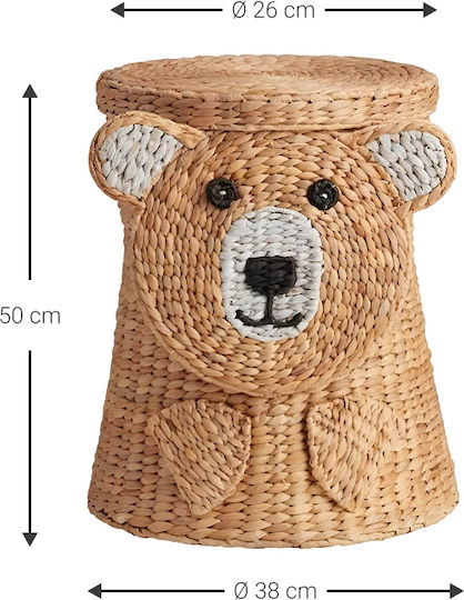 Polihome Children's Storage Basket made of Straw Teddy 38x38x50cm 1pcs