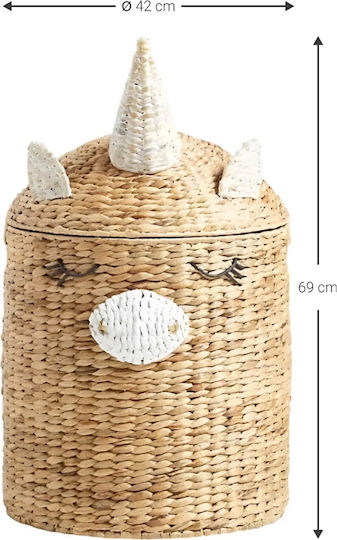Polihome Children's Storage Basket made of Straw Unicorn Storage Basket 42x42x69cm 1pcs