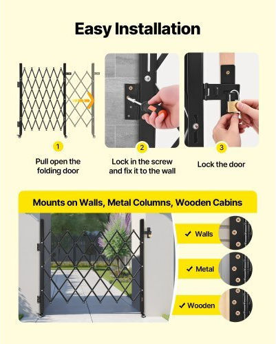 Vevor Metal Fence Gate in Black Color 51.57x43.31cm