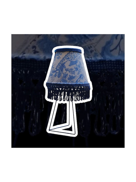 Oxygen Korean Blossom Table Lamp for E27 Fitting with Blue Shade and Base
