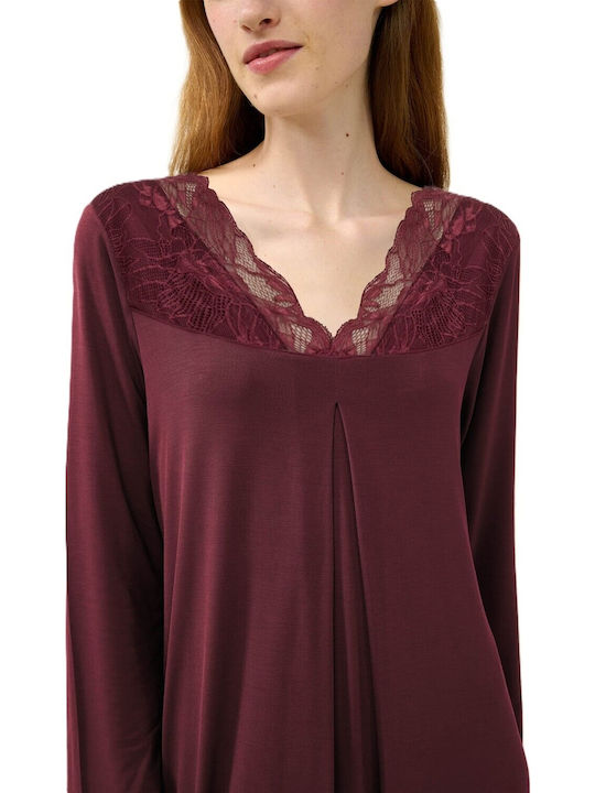 Vamp Sommer Damen Nachthemd Dark Red