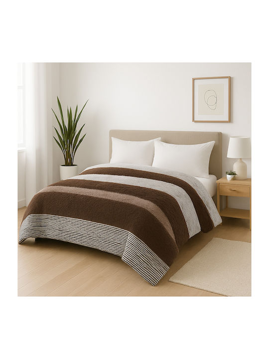 Saray Home Duvet Cover Queen 220x240cm Stripe Ivory / Brown 300 GSMGsm