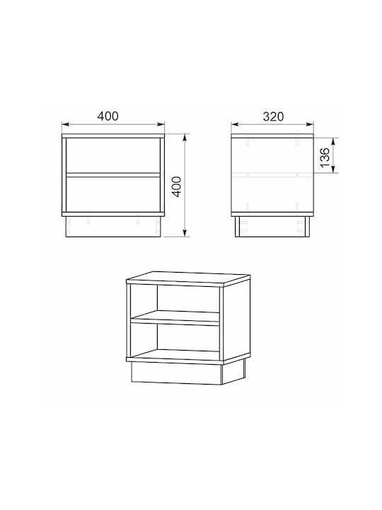 Bedside Table Mason Wooden Sonoma White 40x32x40cm