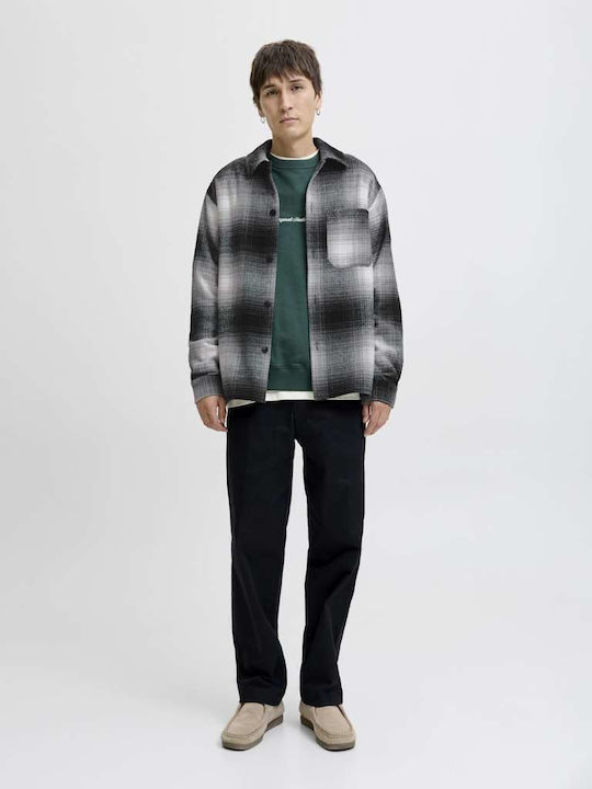 Long Sleeve Overshirt In Wide Line Black