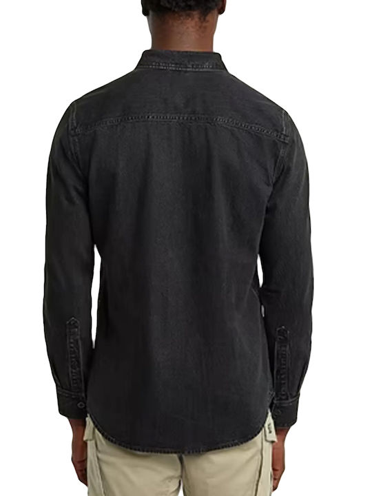 Clean Long Sleeve Denim Shirt Black
