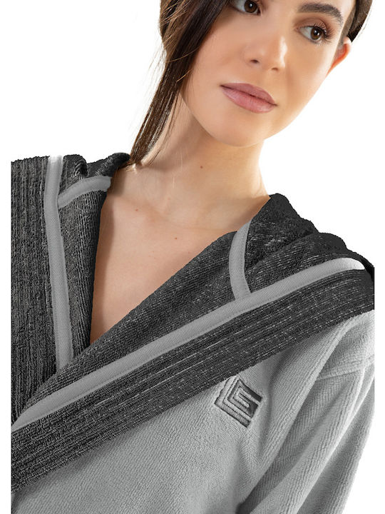 Guy Laroche Monogram Bathrobe with Hood Smoke