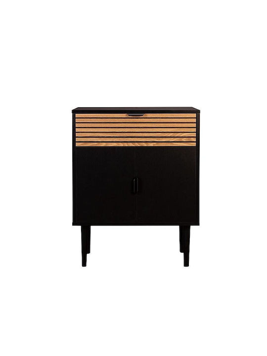 Sideboard Brooklyn Wooden with Drawers Μαυρο-φυσικό 75x37x75cm