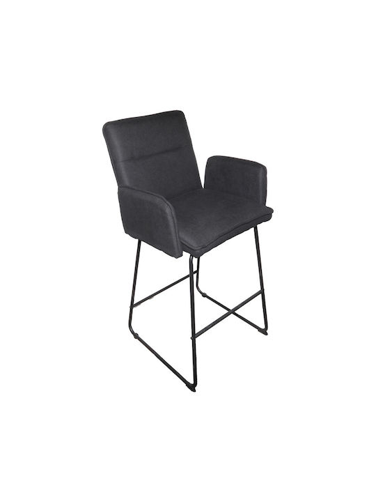Stool Bar with Backrest Upholstered with Fabric Essential Black 4pcs 57x64.5x107cm
