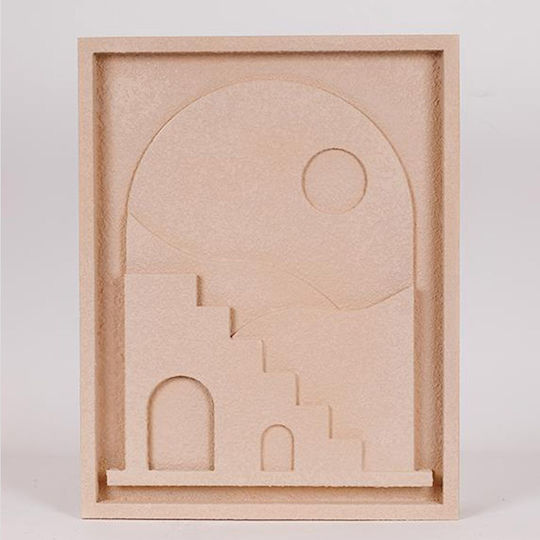 Διακοσμητικό Τοίχου Μπεζ από Ξύλο 50.8x3x40cm