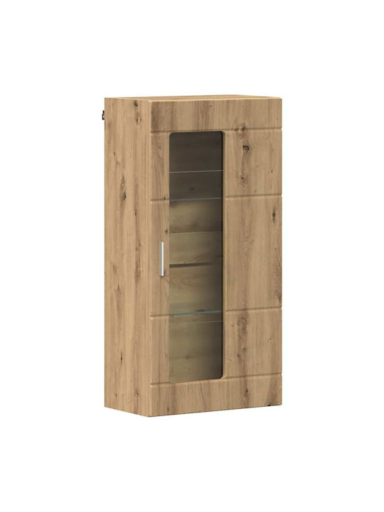 Wall Living Room Display Cabinet made of Particleboard with Glass Coffee 55x29x100cm