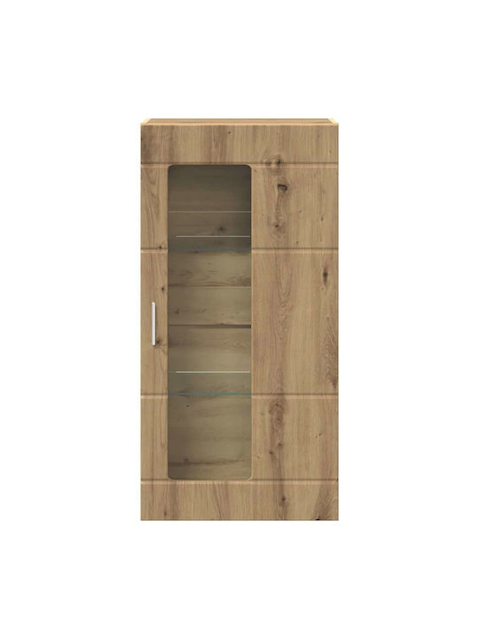 Wall Living Room Display Cabinet made of Particleboard with Glass Coffee 55x29x100cm