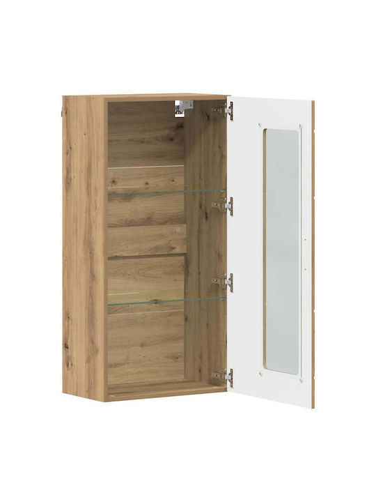 Wall Living Room Display Cabinet made of Particleboard with Glass Coffee 55x29x100cm