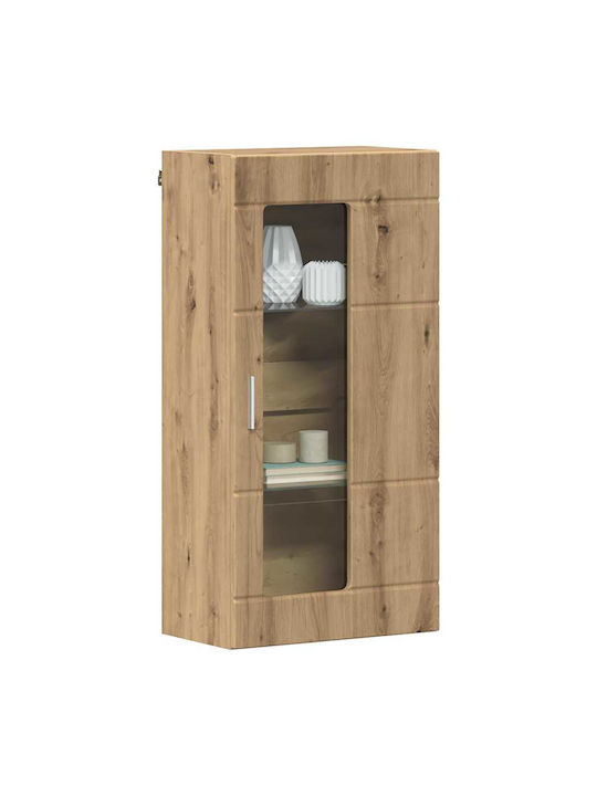 Wall Living Room Display Cabinet made of Particleboard with Glass Coffee 55x29x100cm