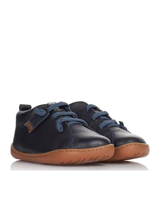 Peu Cami Leather Kids Boots with Laces Navy Blue
