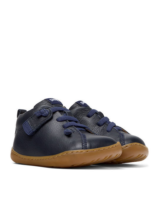 Peu Cami Leather Kids Boots with Laces Navy Blue