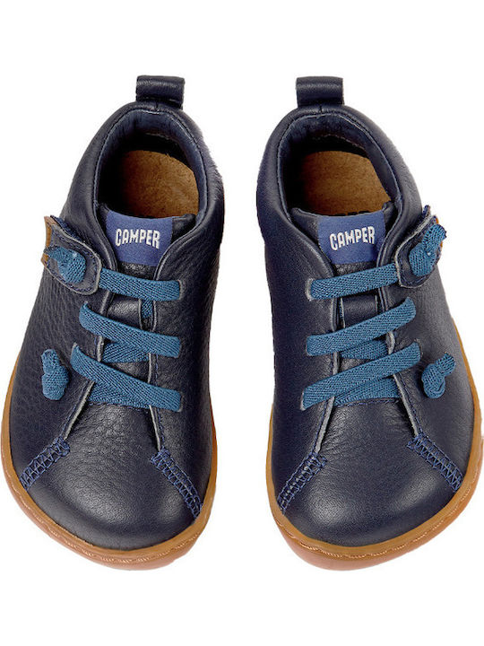 Peu Cami Leather Kids Boots with Laces Navy Blue