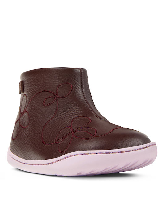 TWINS Anatomical Leather Kids Boots with Zipper Brown