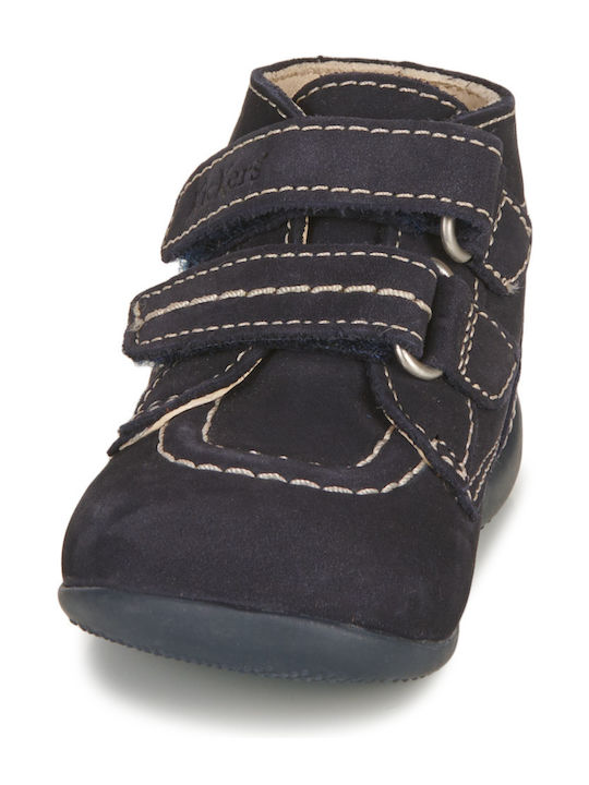 Bronko Ανατομικά Suede Παιδικά Μποτάκια με Σκρατς Navy Μπλε