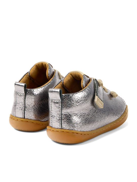 PEU CAMI Leather Kids Boots with Velcro Silver