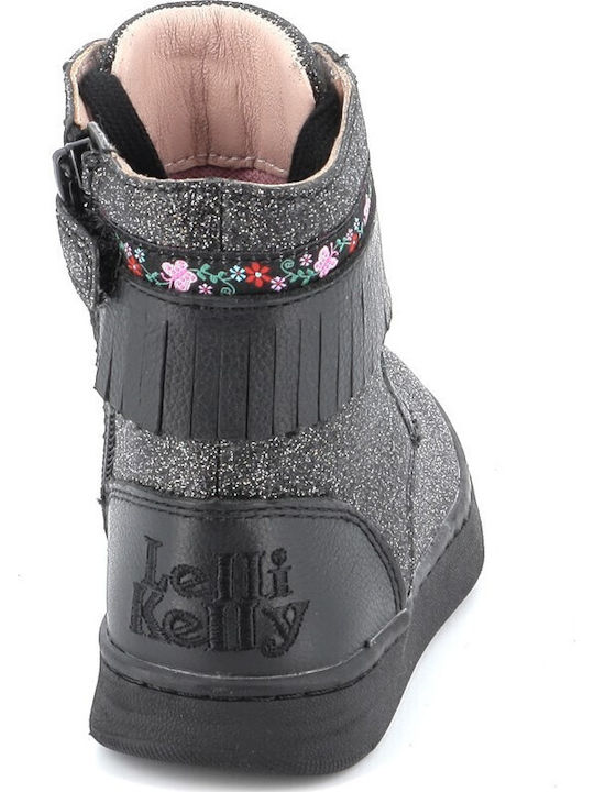 Leather Kids Boots with Zipper Gray