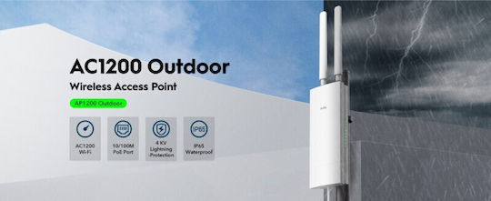 Cudy RE1200 Outdoor Access Point με Mesh Wi‑Fi 5 Dual Band (2.4 & 5GHz) Μονό Kit Λευκό