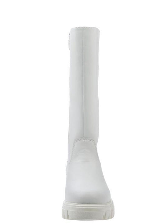 Lederne Kinderstiefel mit Reißverschluss Weiße