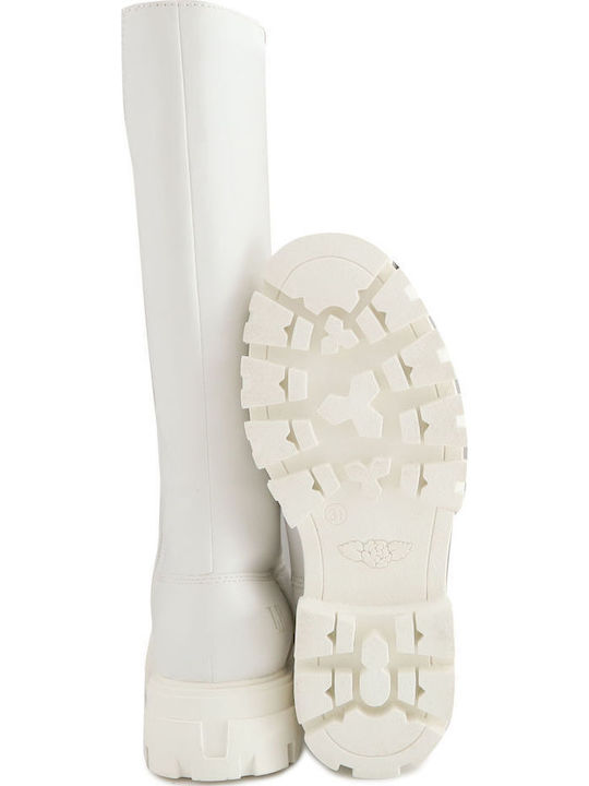 Lederne Kinderstiefel mit Reißverschluss Weiße