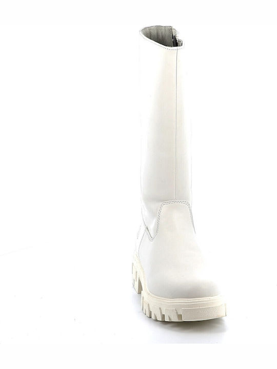 Lederne Kinderstiefel mit Reißverschluss Weiße
