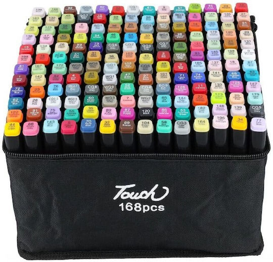 Set De Markeri Multicolori Cu Dublu Vârf Geantă De Depozitare Cu Bretea De Umăr 168 De Bucăți