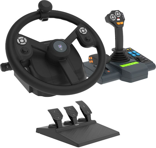 Hori Farming Control System + 7-Speed Racing Shifter Bundle Steering Wheel with Shifter and Pedals for PC with 900° Rotation