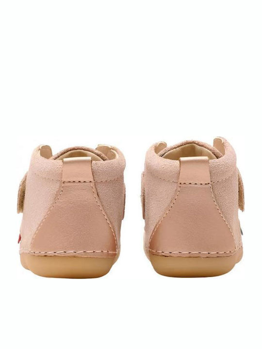 Ghete Copii din Suede cu Velcro Bej