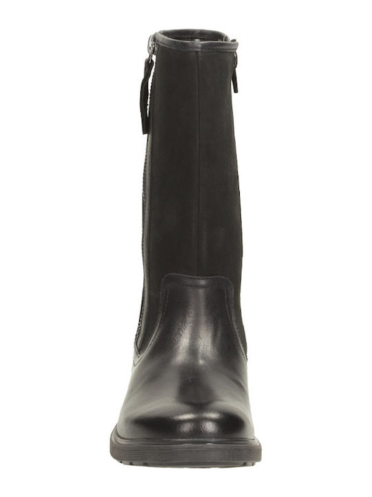 Ines Rain Ghete Copii din Piele cu Fermuar Negre