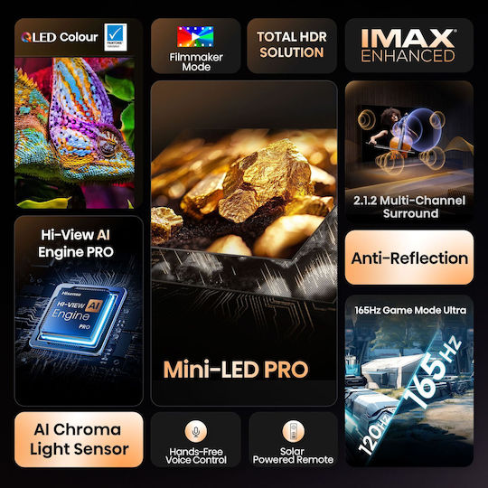 Hisense Smart Τηλεόραση 85" 4K UHD Mini LED U7Q HDR (2025) 85U7Q