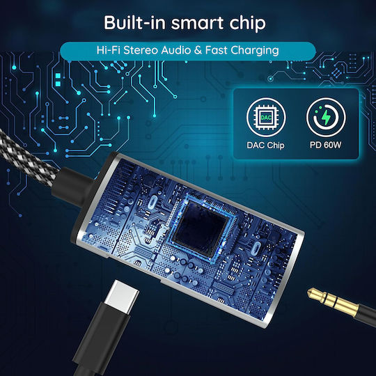 Techsuit Μετατροπέας USB-C male σε 3.5mm female Γκρι 1τμχ