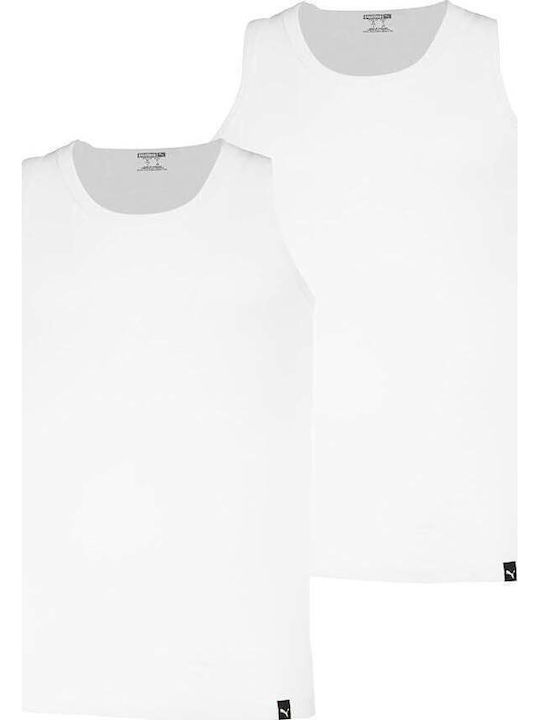 Men's Undershirts Sleeveless in White Color 2Pack