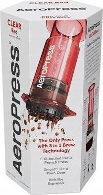 Aeropress Прозрачна Ръчна Филтърна Кафеварка Пластмасова Червена 200ml
