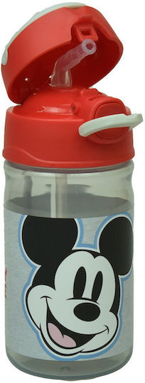 Gim Mickey Plastic Kids Water Bottle Mickey with Straw Multicolour 350ml