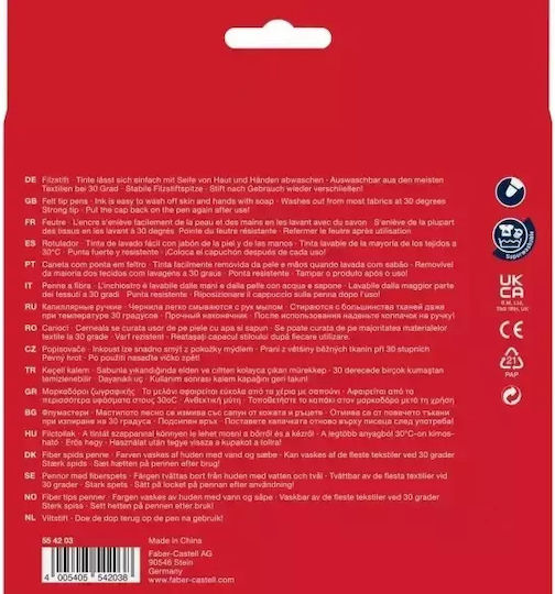Faber-Castell 5542 Μαρκαδόροι Ζωγραφικής Λεπτοί, Πλενόμενοι Σετ 36 χρώματα