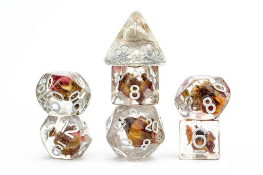 Set de zaruri din rășină de 16mm Rose, 7 piese